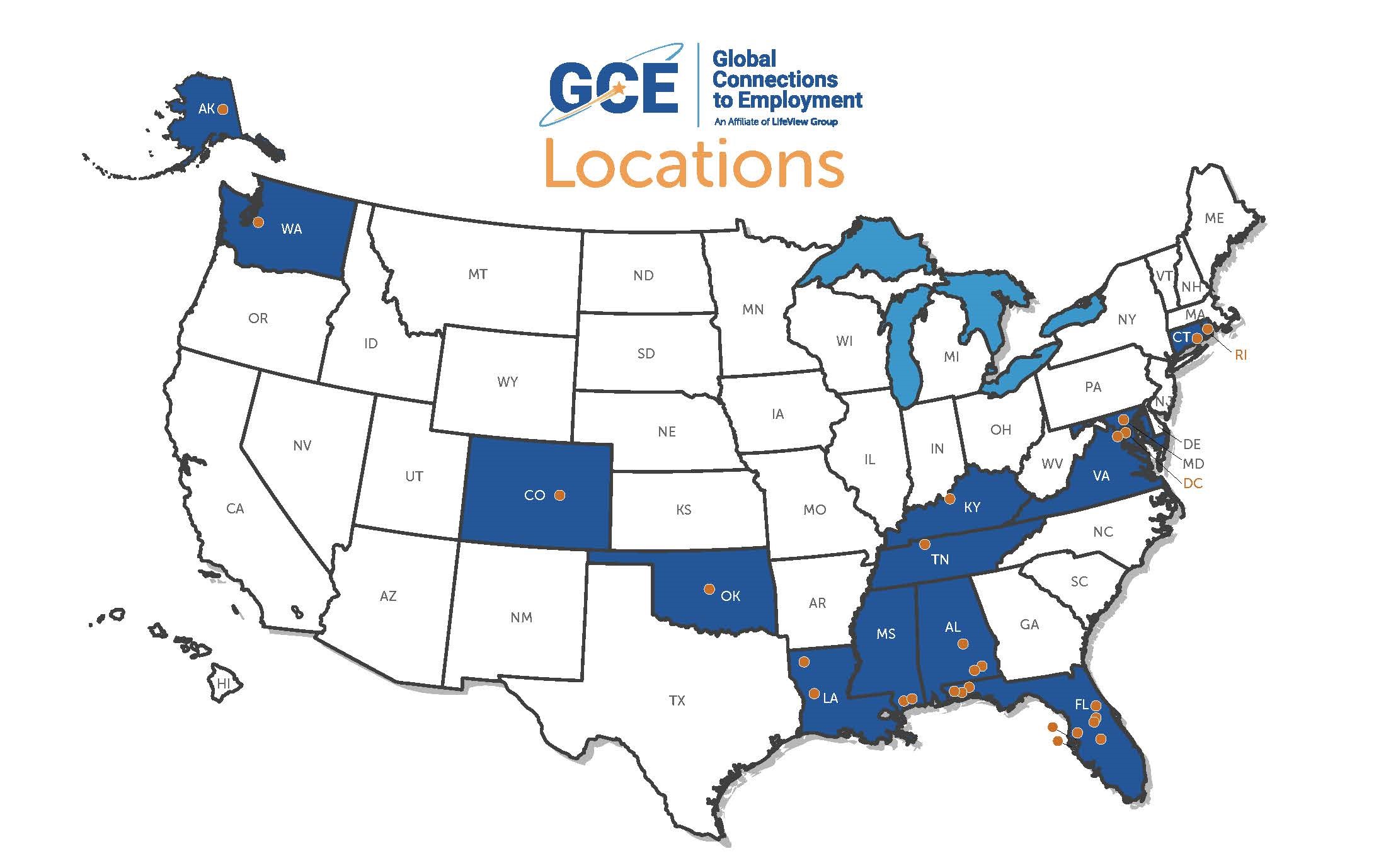 Map of GCE contract locations