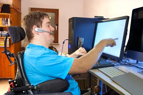 disabled person sitting at computer