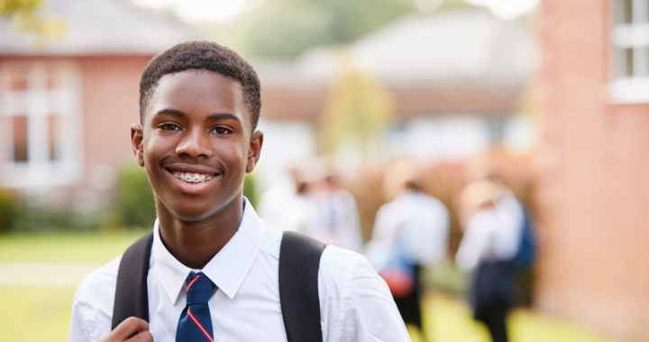 Student smiling braces