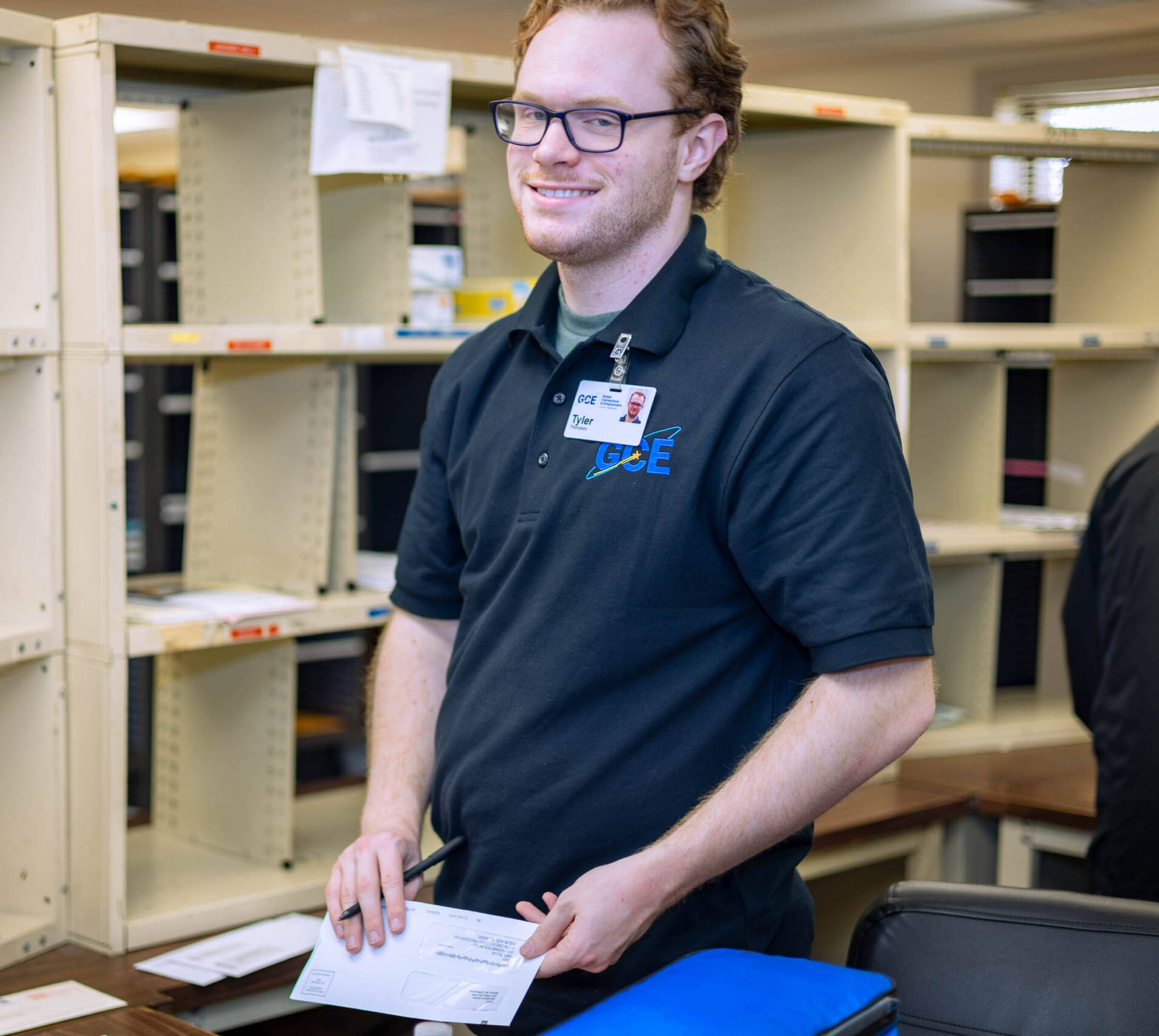 Man sorting mail