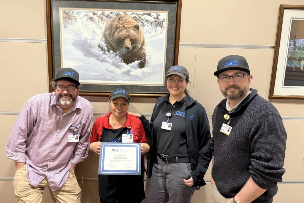 GCE Team Member of the Quarter Emma Greenley (center) with her team